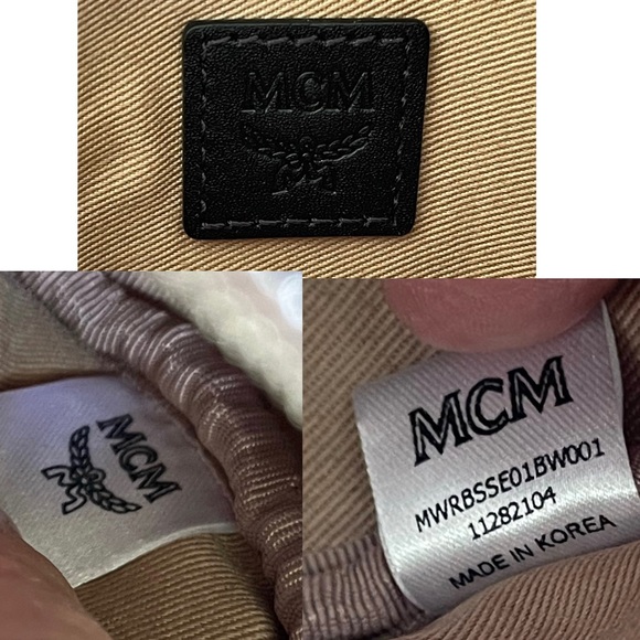 HTF $895 MCM Essential Visetos Double Pochette Crossbody Bag Cognac Black EUC - Picture 13 of 16